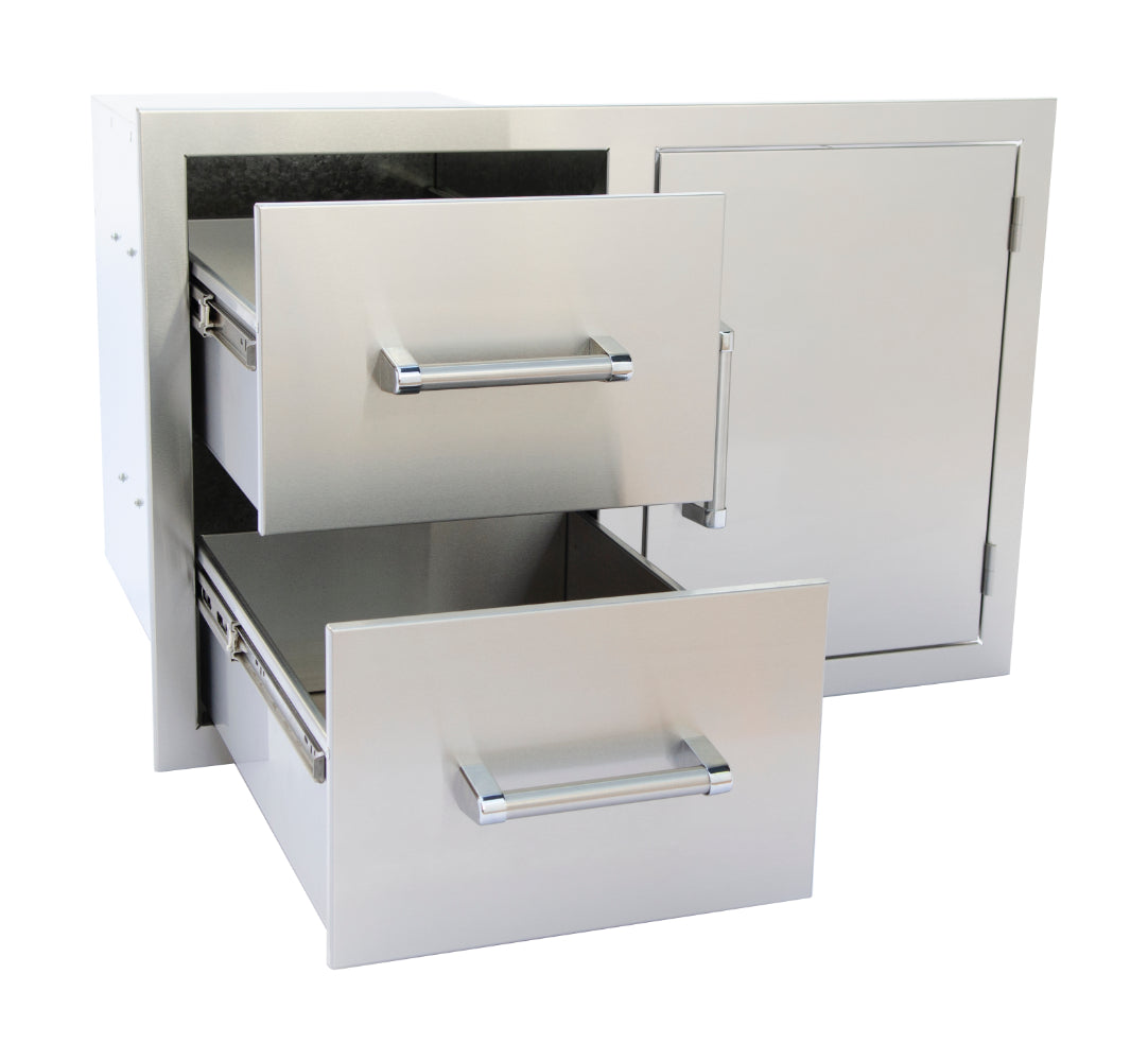 KoKoMo Outdoor Kitchen Stainless Steel Two Drawer/One Door Combo