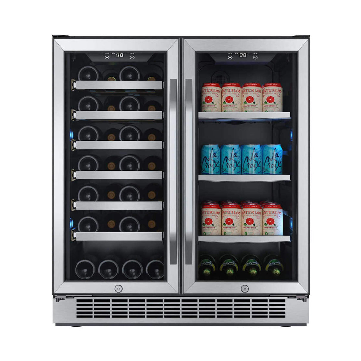 Edgestar 30-Inch Wide 28 Bottle Built In Dual Zone Beverage Center With 86 Can Capacity