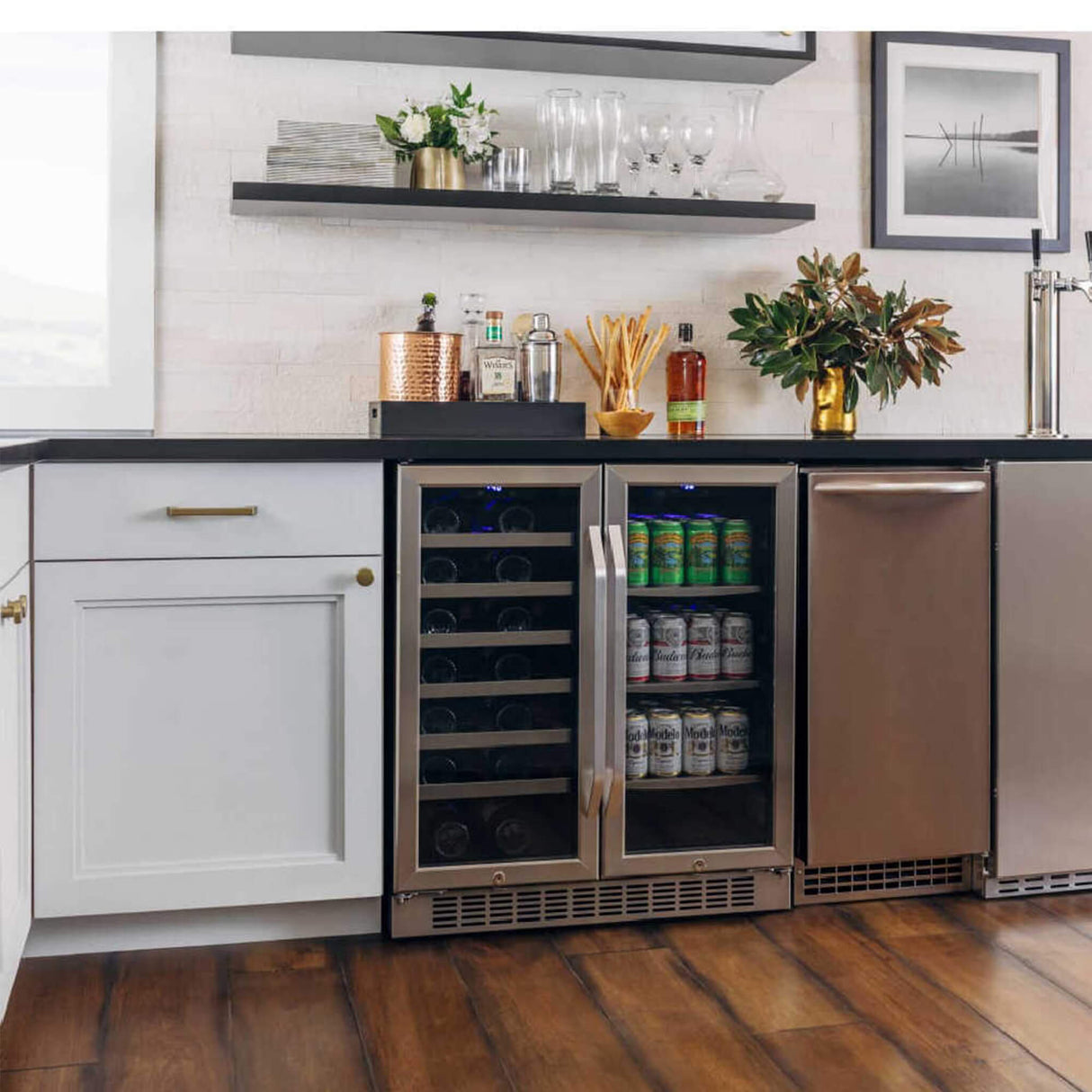 Edgestar 30-Inch Wide 28 Bottle Built In Dual Zone Beverage Center With 86 Can Capacity
