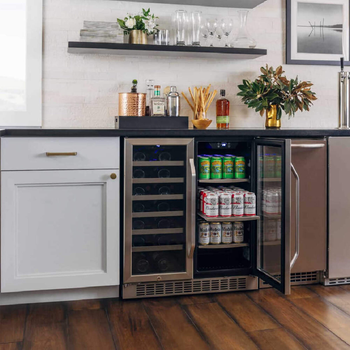 Edgestar 30-Inch Wide 28 Bottle Built In Dual Zone Beverage Center With 86 Can Capacity