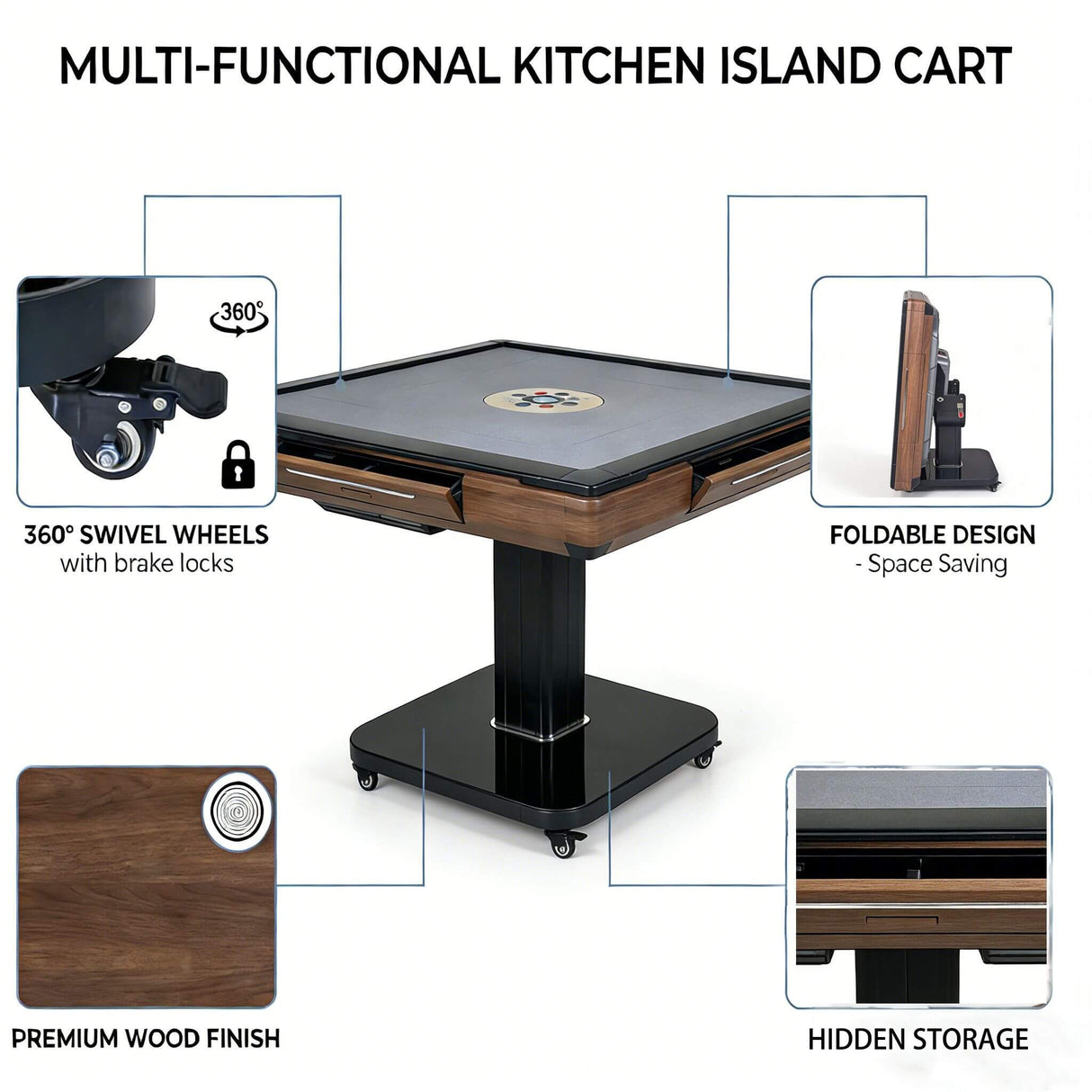 Foldable Automatic Mahjong Table With Wheels And Hard Cover (SAK63158)