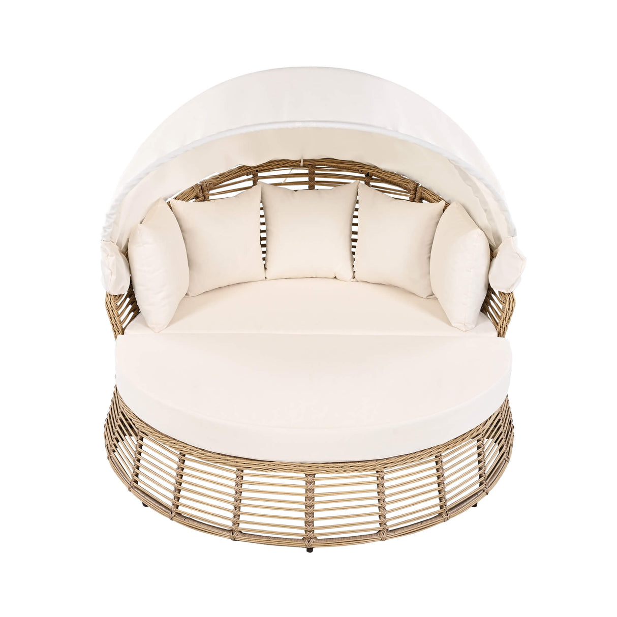 Alora 53-Inch Outdoor Patio Rattan Round Wicker Daybed With Retractable Canopy (SAK69241)