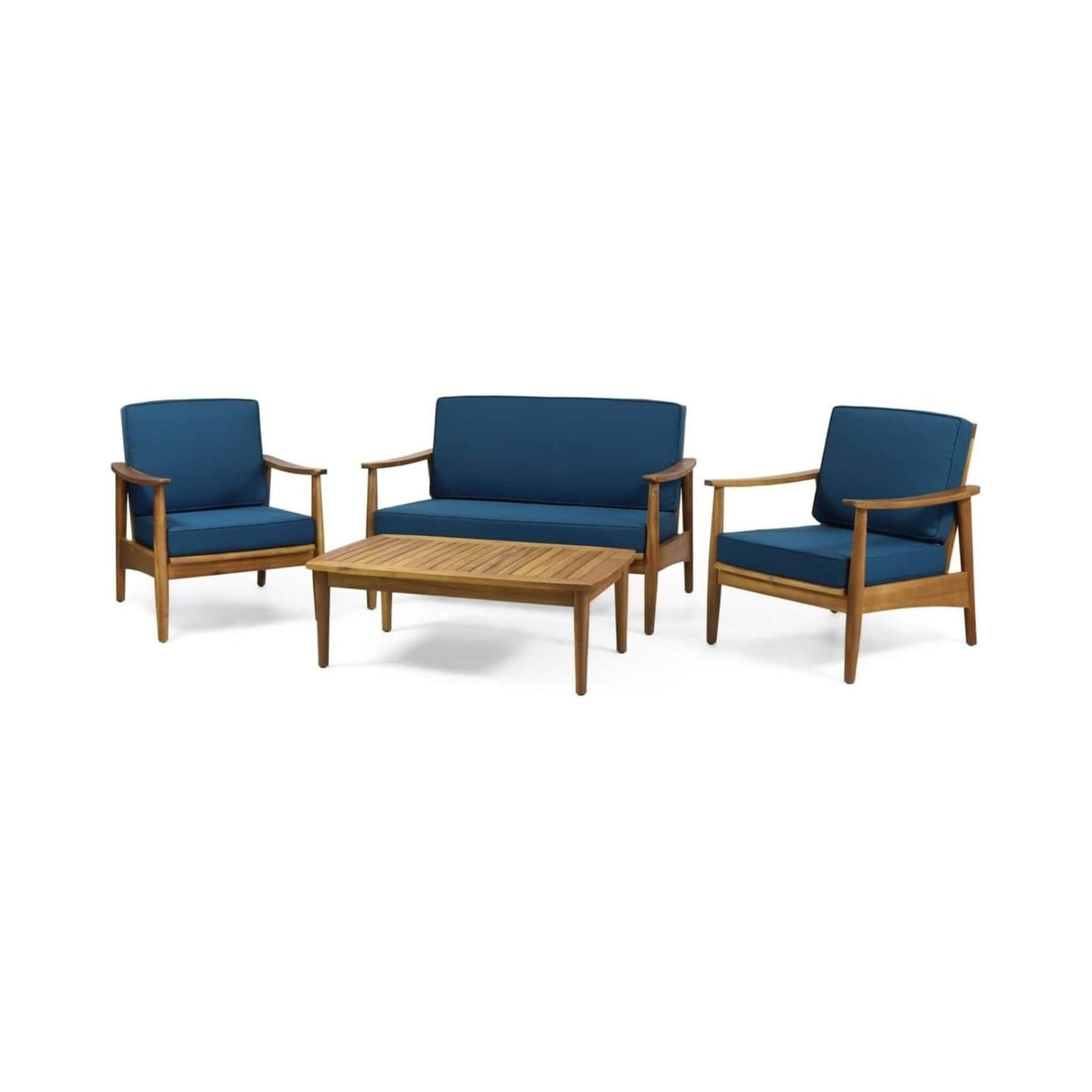 Alora Premium 4-Piece Wooden Outdoor Patio Conversation Seating Set With Cushions (SAK31469)