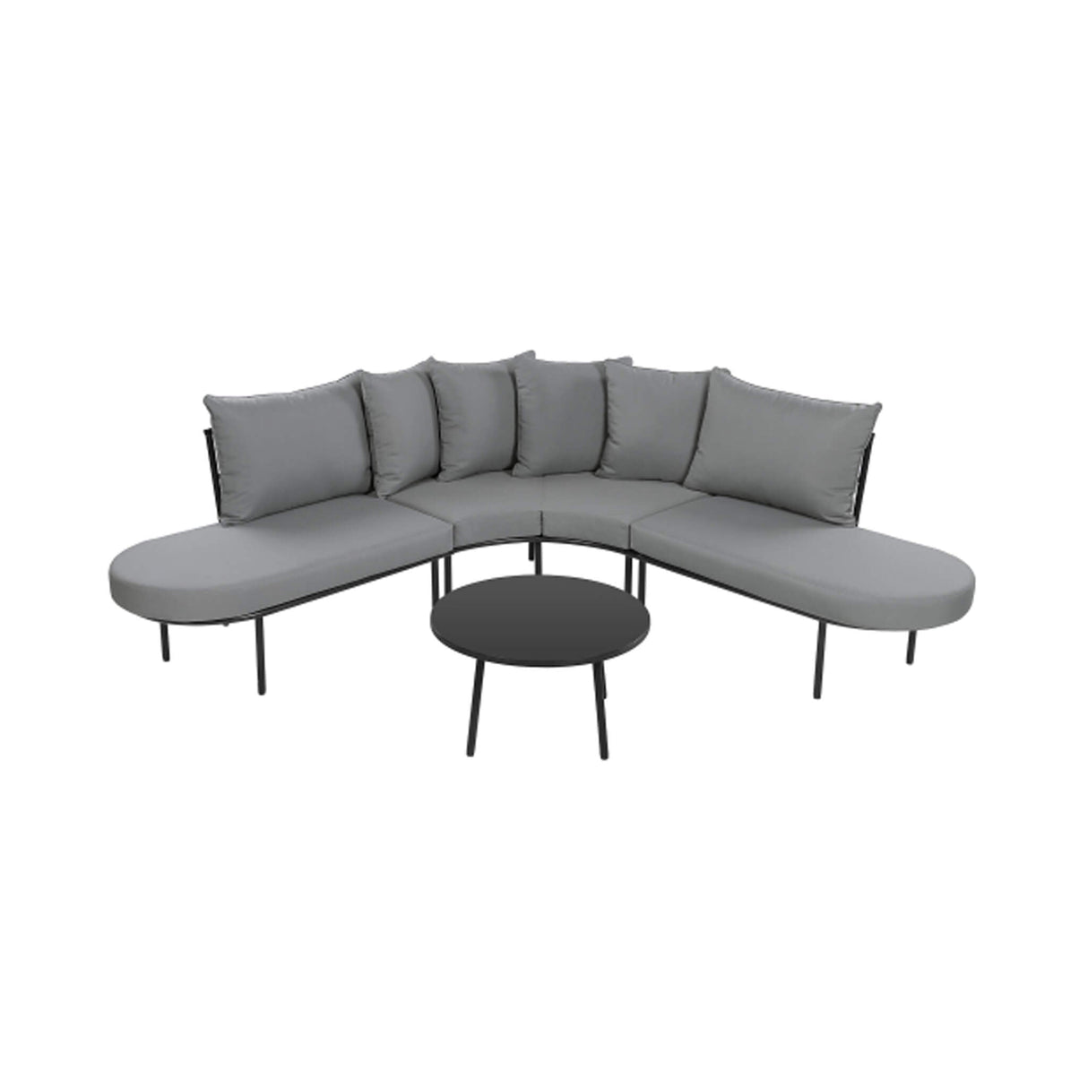 Alora Premium Half-Moon 6-Person Curved All-Weather Outdoor Furniture Sofa Patio Set With Coffee Table And Cushions (SAK76332)