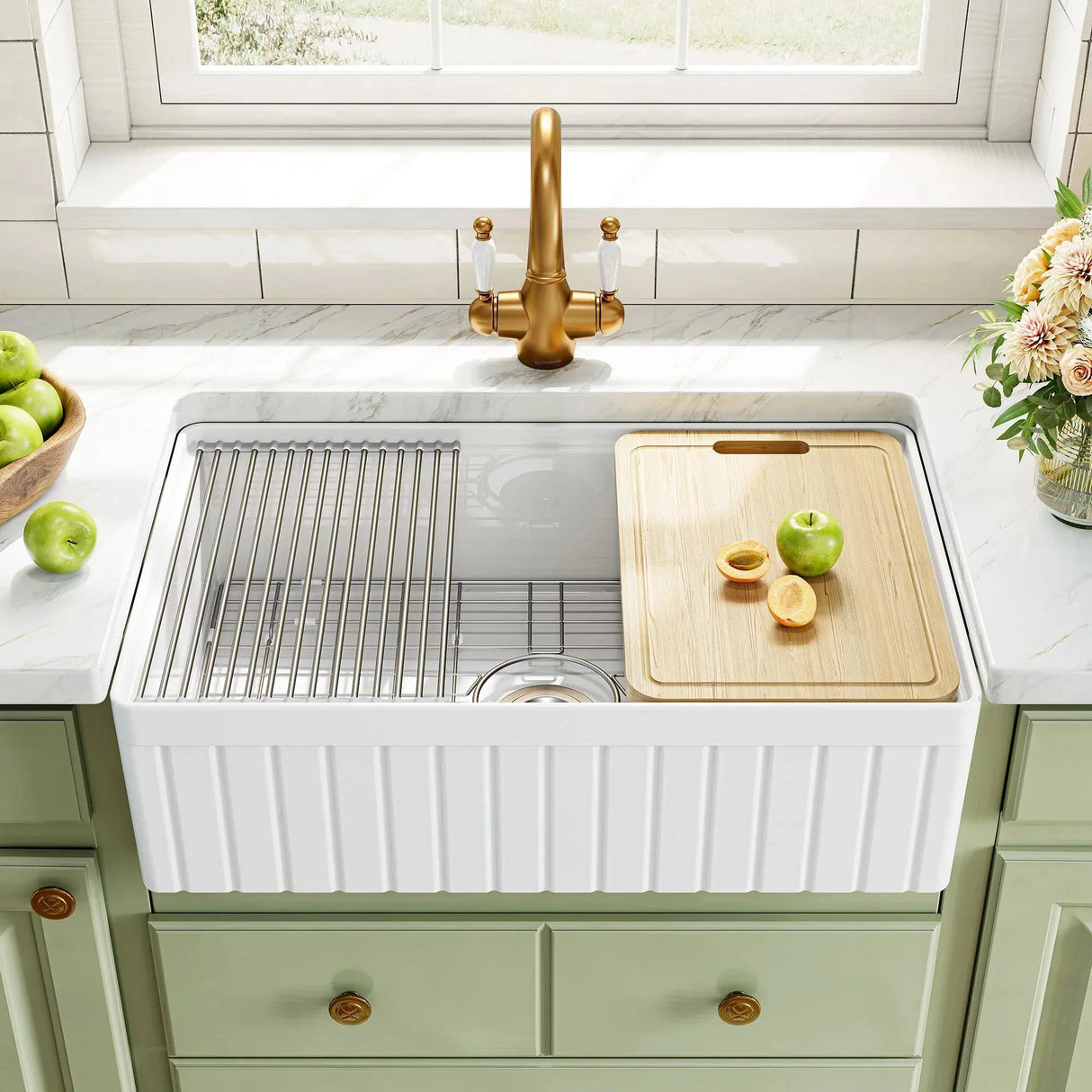 F01R-S3320W1-L 33 Inch Undermount Workstation Kitchen Sink with Grid