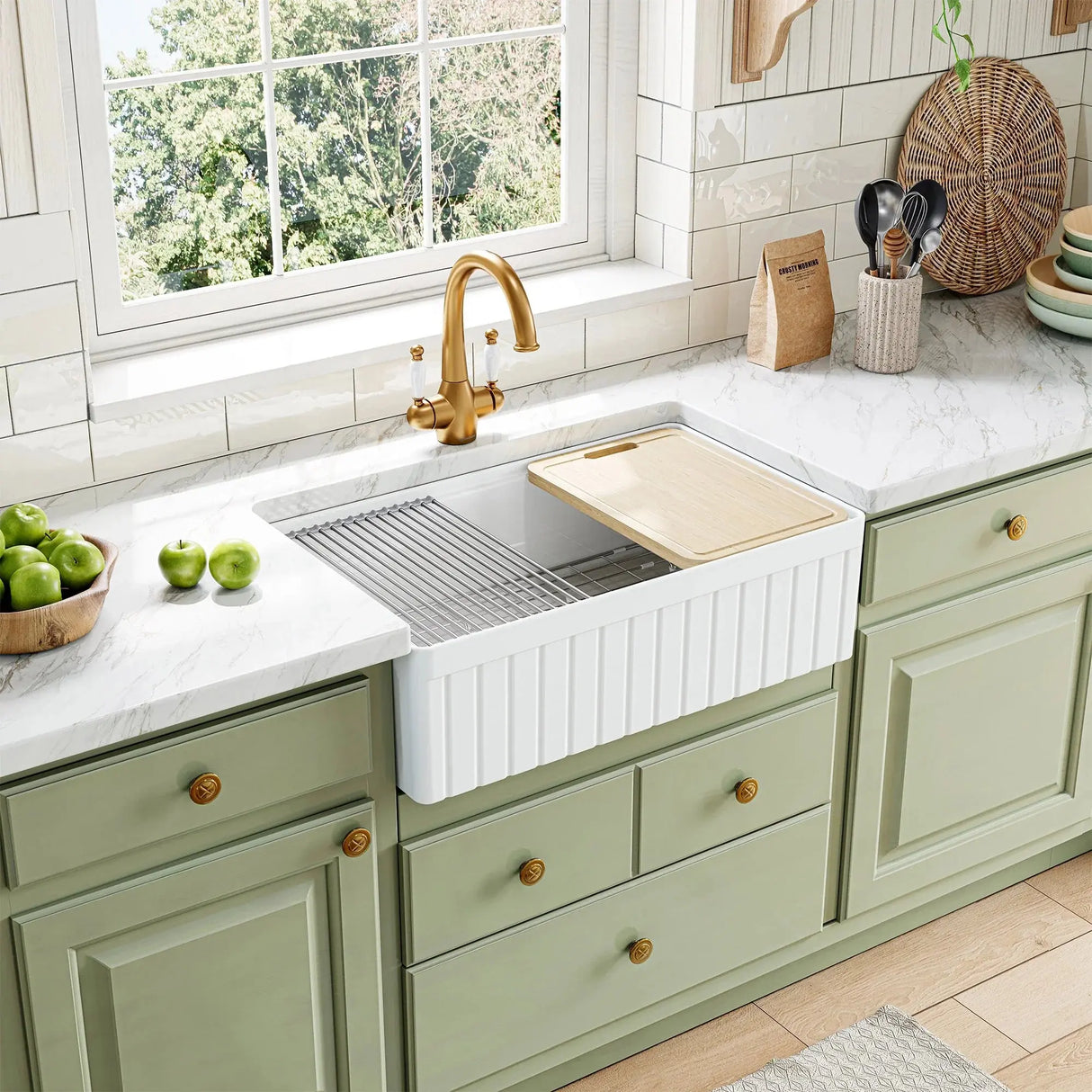 F01R-S3320W1-L 33 Inch Undermount Workstation Kitchen Sink with Grid