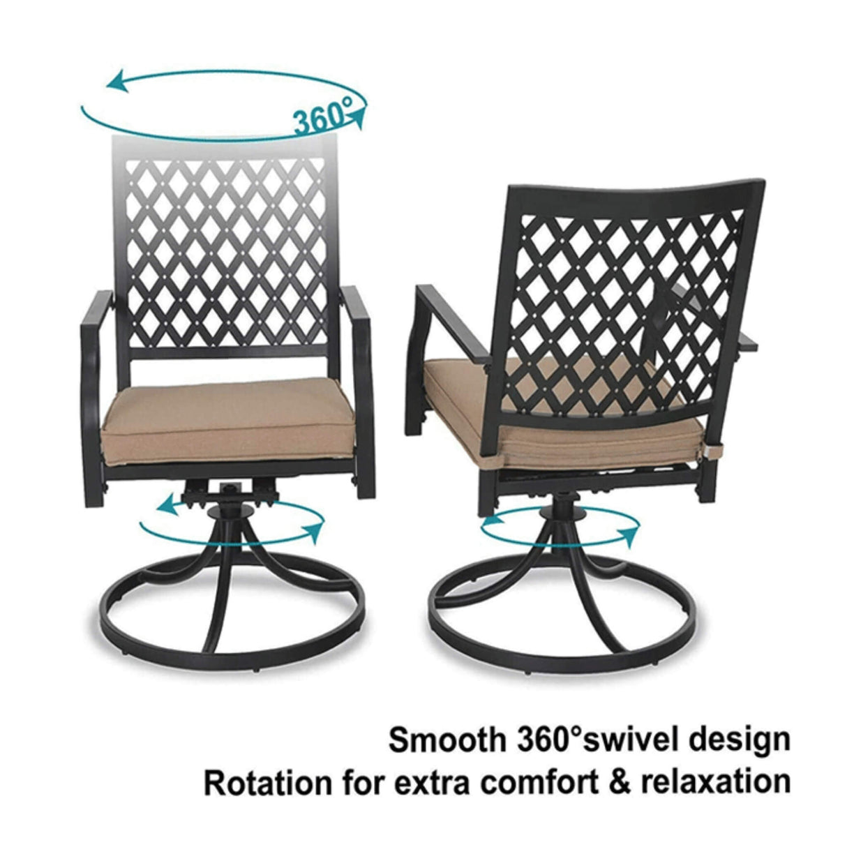 Sophia & William Outdoor Gas Fire Pit Table Set W/ Cushioned Swivel Dining Chairs, 5PCS