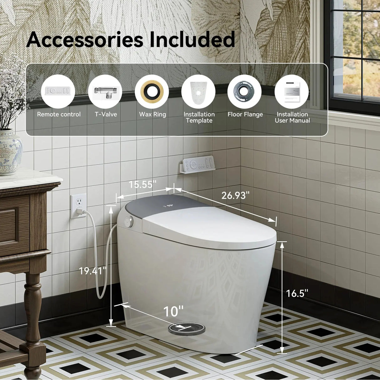Factory HOROW T03-10 10 Inch Rough In Bidet Toilet with Tank & Pump