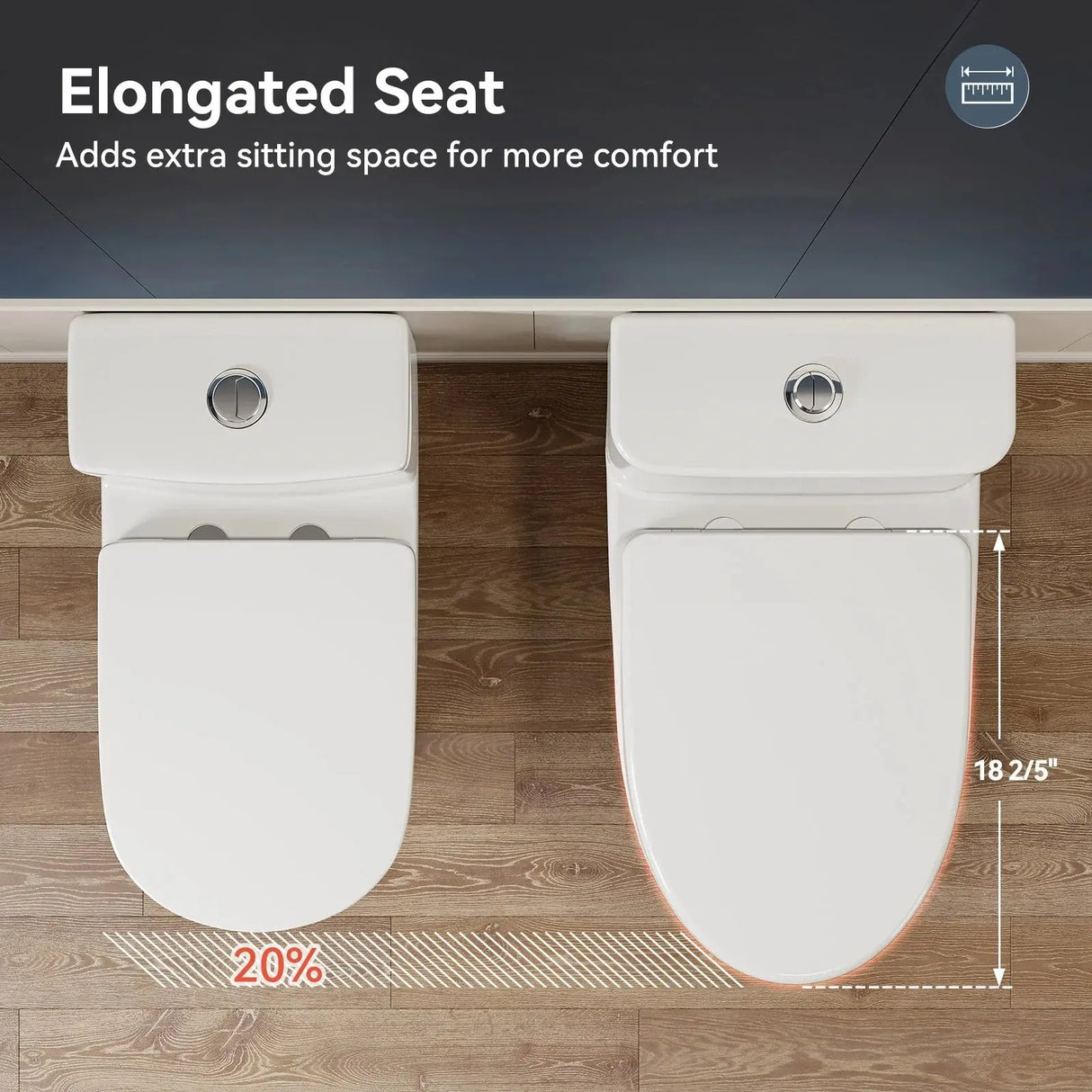 HOROW T0356W One-Piece Dual Flush Toilet with Rimless Bowl