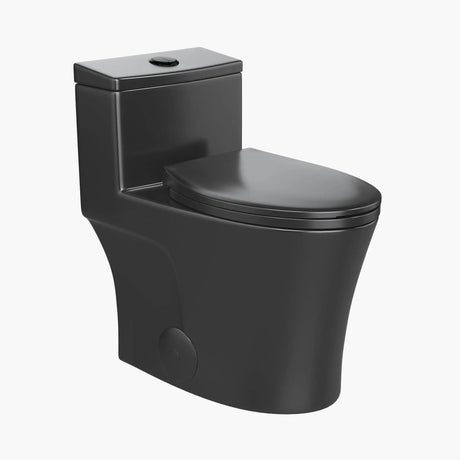 Unique HOROW T0338B Black One-Piece Toilet with Elongated Bowl