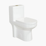 HOROW 8733G Compact One-Piece Toilet – 12" Rough-In with Gold Button