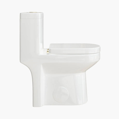 HOROW 8733G Compact One-Piece Toilet – 12" Rough-In with Gold Button