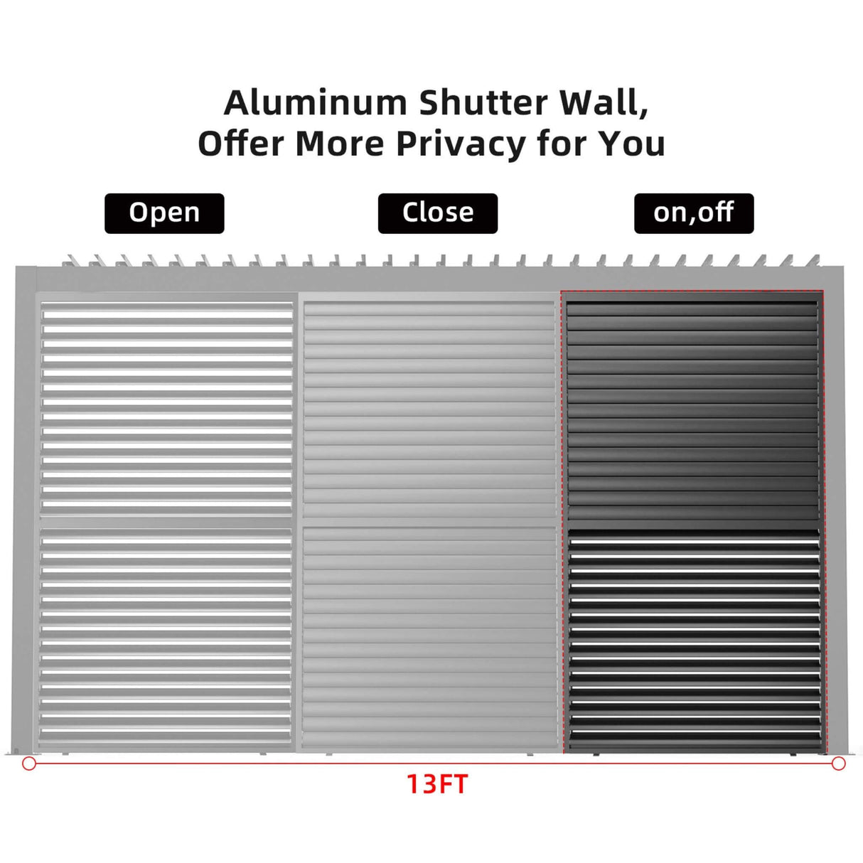 [04X07FT] Alora Premium Adjustable Aluminum Louvered Pergola With Side Wall Panel (SAK25458)