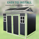 [06X08FT] Alora Outdoor Resin Patio Garden Shed With Floor, 2 Windows, And Lockable Doors (SAK54953)