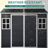 [06X08FT] Alora Outdoor Resin Patio Garden Shed With Floor, 2 Windows, And Lockable Doors (SAK54953)