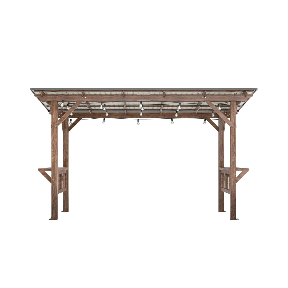 [06X13FT] Alora Durable Outdoor Hardtop BBQ Grill Shelter Gazebo With Shelves (SAK65420)