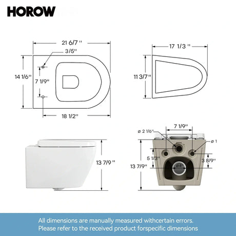 HOROW TG03W Wall-Mounted Toilet with Skirted Trapway & Powerful Flush