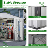 [08X10FT] Alora Heavy-Duty Outdoor All-Weather Metal Garden Tool Shed (SAK28501)