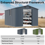 [08X10FT] Alora Large Outdoor Metal Backyard Garden Storage Tool Shed With Window And Lockable Doors (SAK68140)
