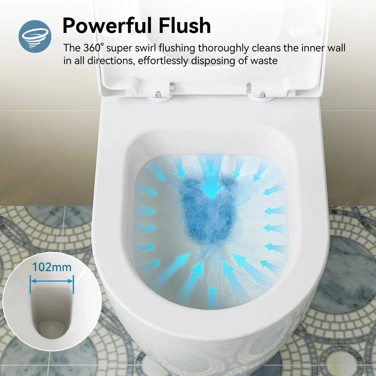 HOROW TG03W Wall-Mounted Toilet with Skirted Trapway & Powerful Flush