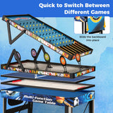 10-in-1 Combo Game Table Set with Table Tennis Basketball Soccer-Blue