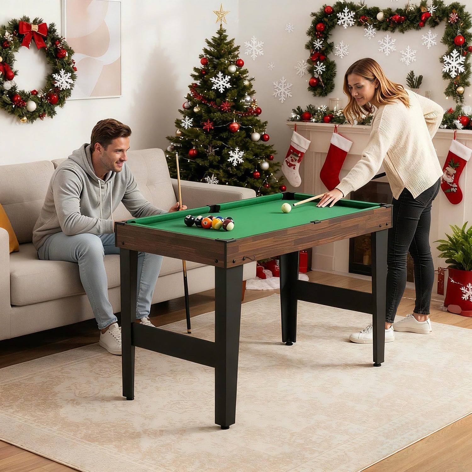 10-in-1 Combo Game Table Set 50inch Multi-Game Table with Foosball-Brown