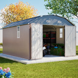 [10X12FT] Alora Heavy-Duty Outdoor Metal Storage Shed With Floor (SAK91820)