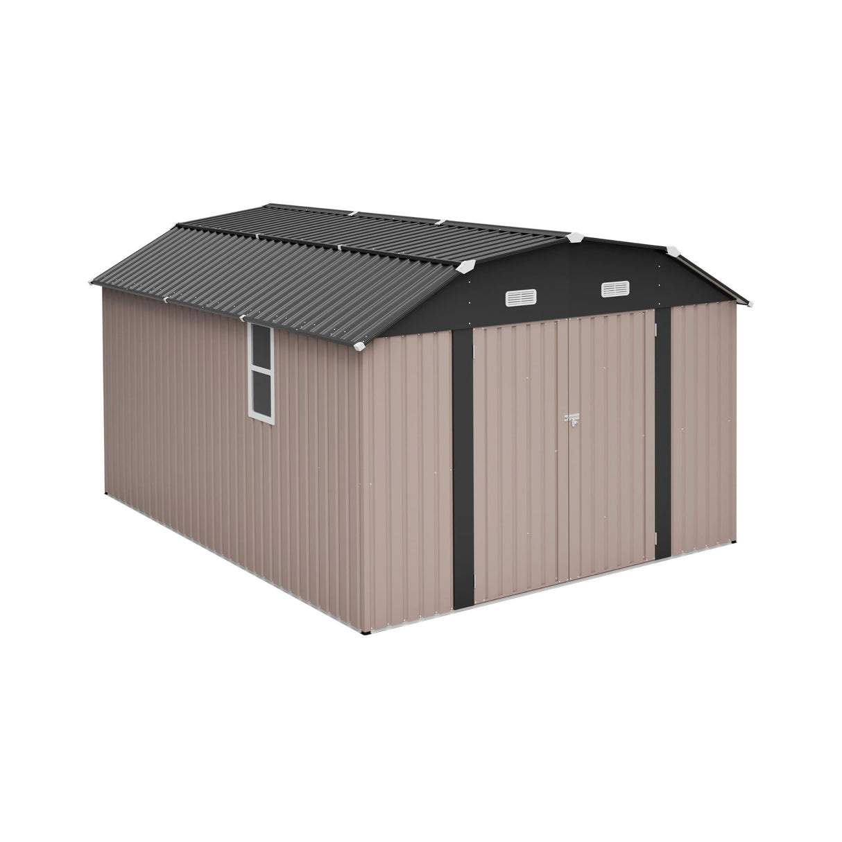 [10X12FT] Alora Heavy-Duty Outdoor Metal Storage Shed With Floor (SAK91820)