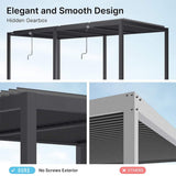 [10X19FT] Alora Premium Full Aluminum Patio Outdoor Louvered Pergola With Adjustable Hardtop Roof (SAK86352)