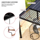 [10X19FT] Alora Premium Powder-Coated Aluminum Pergola With Adjustable Louvers (SAK78345)