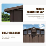 [11X12FT] Alora Outdoor Backyard Storage Metal Shed With Galvanized Steel Frame, Windows, And Lockable Doors (SAK60167)
