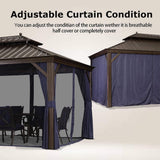 [12X20FT] Alora Heavy-Duty Outdoor Backyard Hardtop Gazebo With Netting And Curtains (SAK18352)