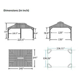 [12X20FT] Alora Heavy-Duty Outdoor Backyard Hardtop Gazebo With Netting And Curtains (SAK18352)