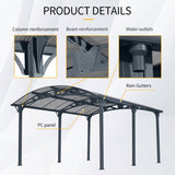 [12X16FT] Alora Large Outdoor Aluminum Arch Carport With Polycarbonate Panels (SAK65820)
