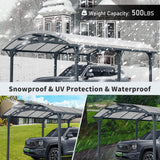 [12X16FT] Alora Large Outdoor Aluminum Arch Carport With Polycarbonate Panels (SAK65820)