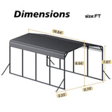 [12X20FT] Alora Heavy-Duty All-Weather Metal Carport With Reinforced Support Base (SAK97381)
