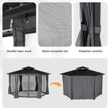 [13X15FT] Alora Hardtop Hexagonal Gazebo With Curtains And Netting [No Furniture] (SAK60713)