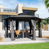 [13X15FT] Alora Hardtop Hexagonal Gazebo With Curtains And Netting [No Furniture] (SAK60713)