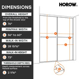 HOROW K2-MB Black Ultra-Narrow Frame Shower Door with Magnetic Catch