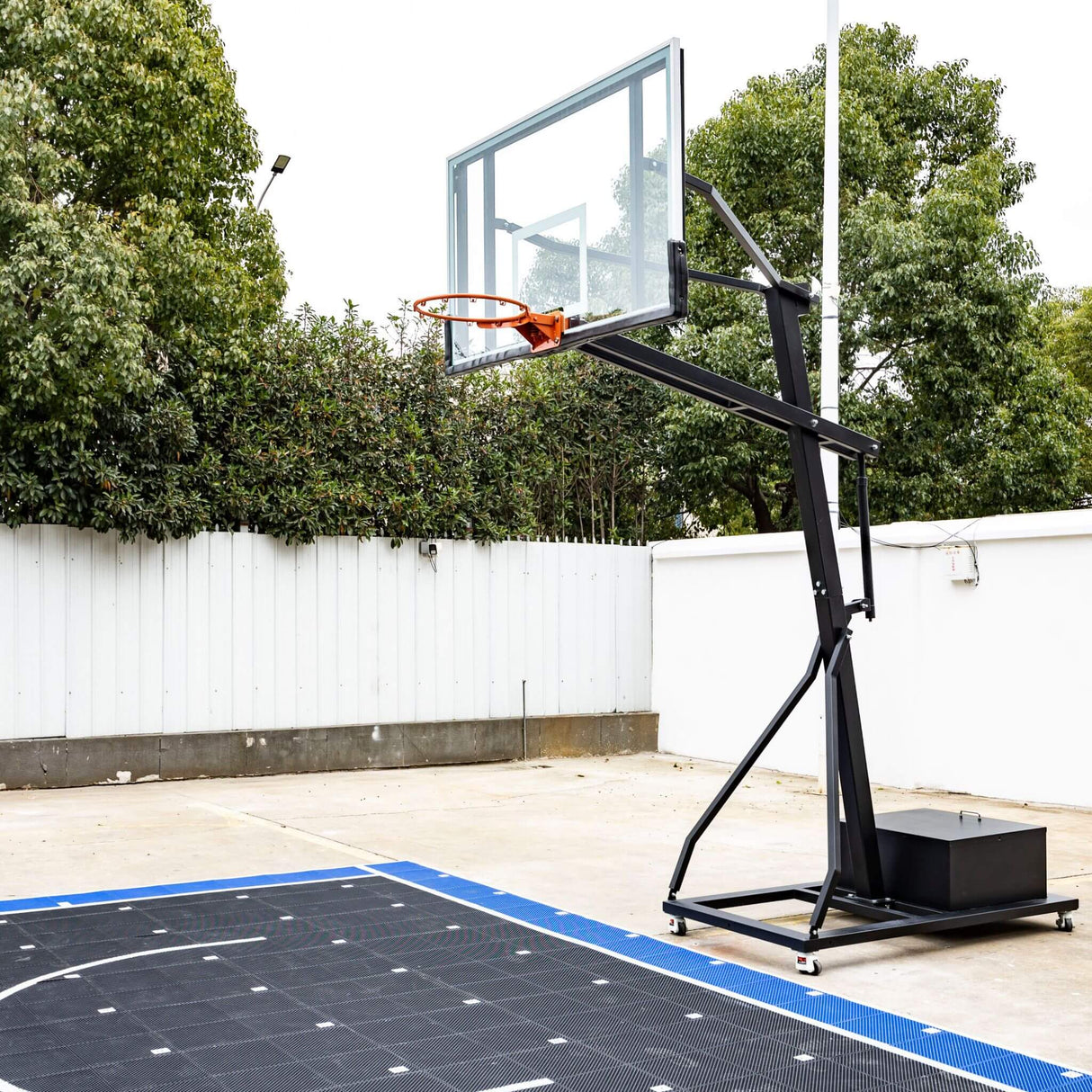 [18X24FT] Heavy-Duty Portable Adjustable Basketball Hoop With Court