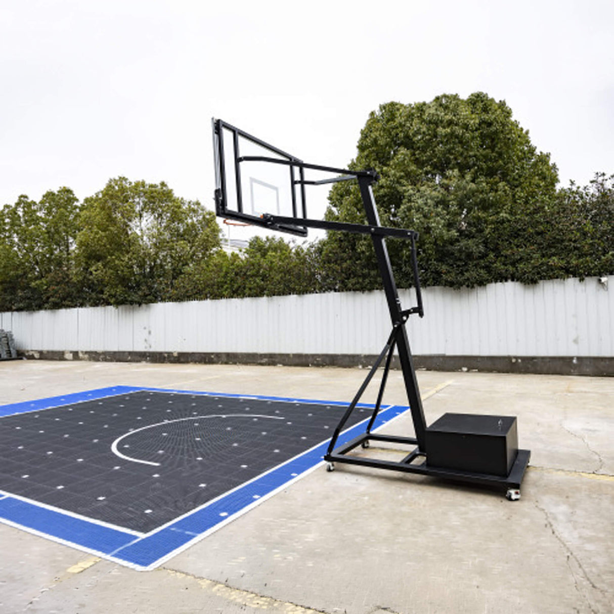 [18X24FT] Heavy-Duty Portable Adjustable Basketball Hoop With Court