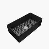 HOROW 36 Inch Sink Black Kitchen Farm Sink With Basket Strainer Model HR-S3618B