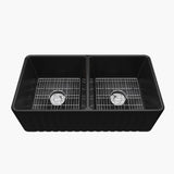 HOROW 33 Inch Farm Kitchen Sink Double Basin Fireclay Model HR-DS3318B