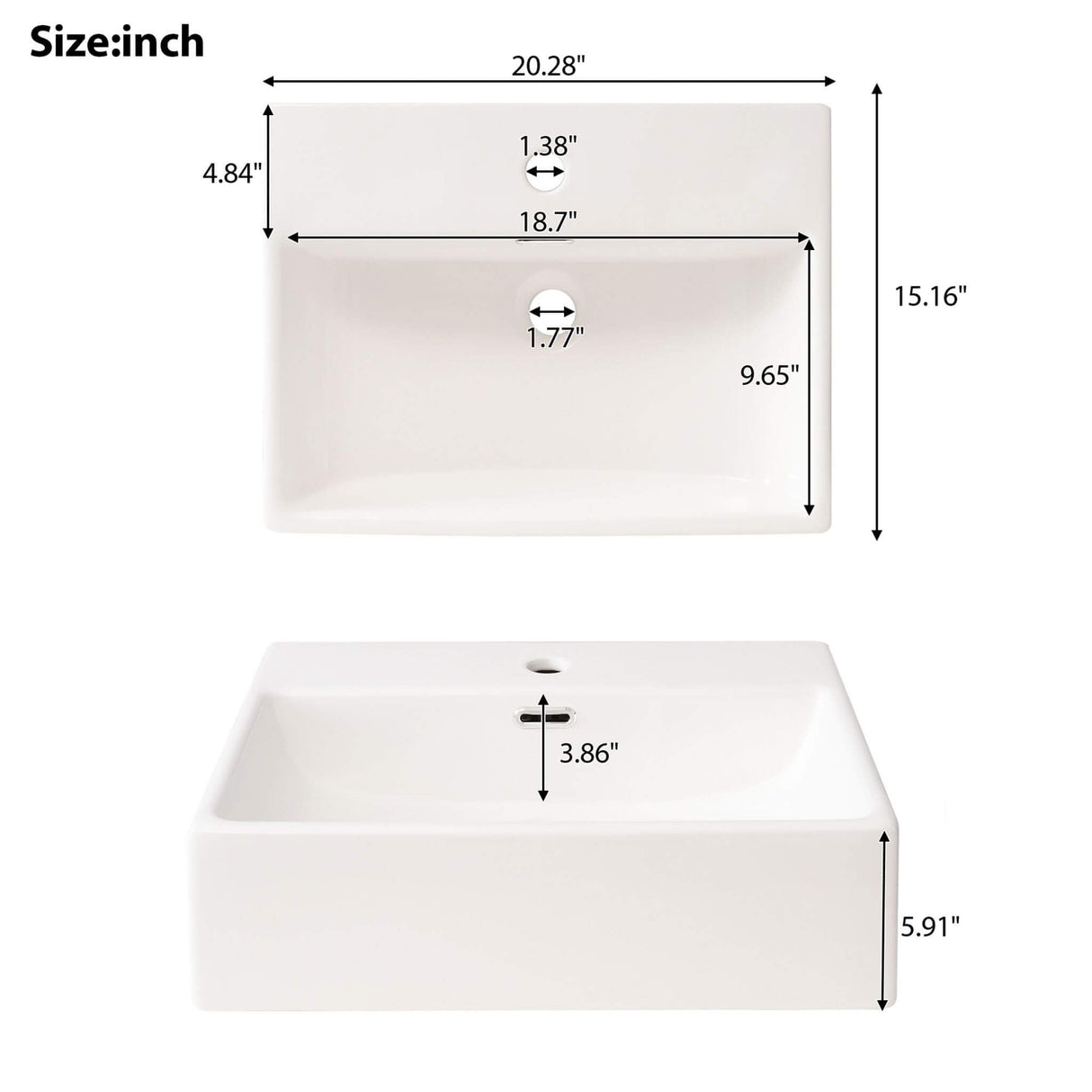 Nuvia 20-Inch Modern Bathroom Vanity With Ceramic Sink And Storage Cabinet (SAK83047)