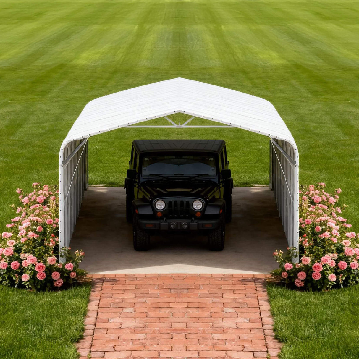 [20X30FT] Alora Heavy-Duty Outdoor Galvanized Steel Carport (SAK21596)