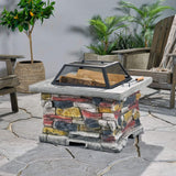 Alora 28-Inch Premium Outdoor Wood Burning Magnesium Oxide Fire Pit With Lid (SAK75214)