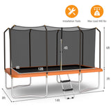 8 x 14 Feet Rectangular Recreational Trampoline with Safety Enclosure Net and Ladder