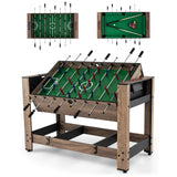 2-in-1 Swivel Foosball and Pool Combo Game Table -Natural