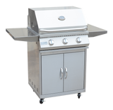 KoKoMo 26” BBQ Grill with 3-Burner Stainless Steel Cart – Freestanding