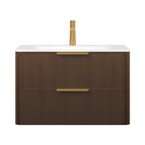 Nuvia Luxury 30/36-Inch Sintered Stone Floating Bathroom Vanity With Sink (SAK70429)